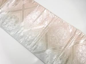 斜め格子に華紋模様織り出し　全通袋帯